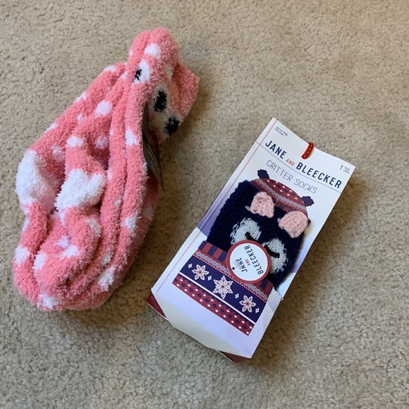 Bundle of 2 pairs of NWT Women’s owl face Slipper fuzzy SOFT Socks owl lovers - Picture 5 of 13